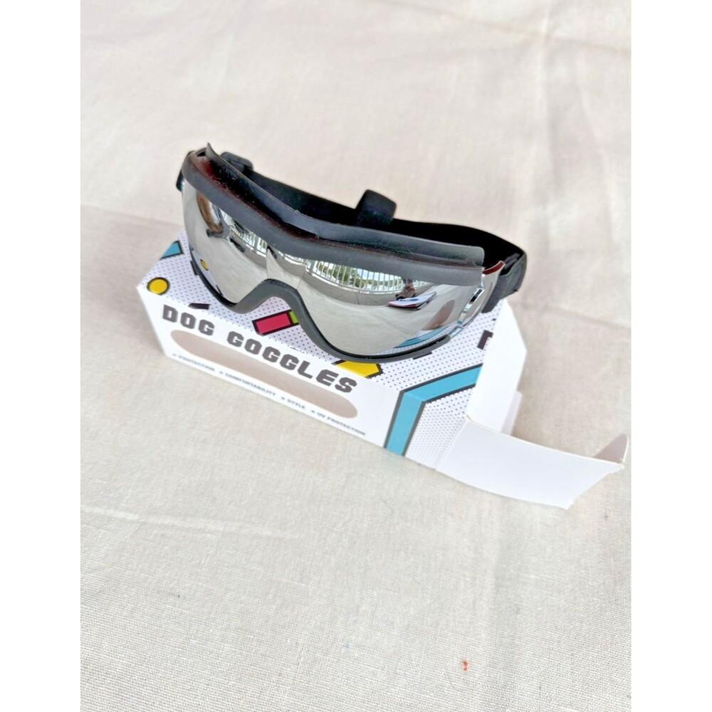 Dog Goggles UV Protection Mirrored Pet Sunglasses Large Black Wind-DustProof NIB